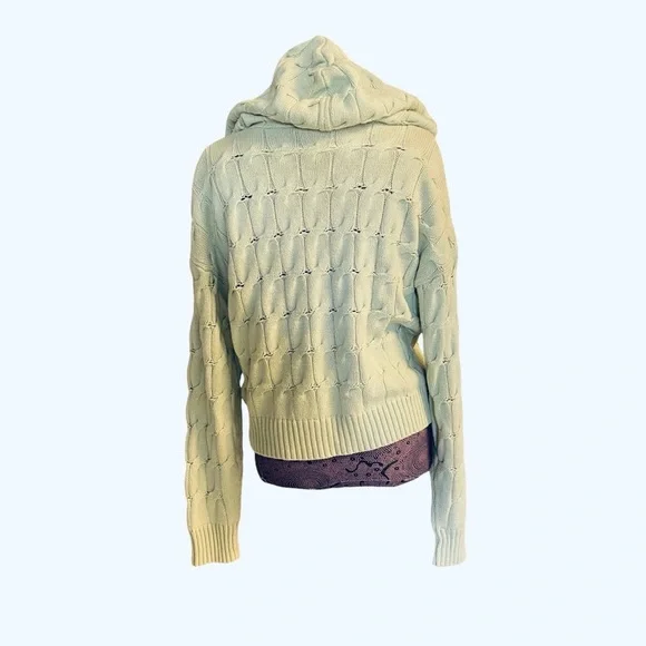 Saturday Sunday Anthropologie Sz L Soft Green Knit Pull Over Hoodie Sweater - Picture 2 of 5